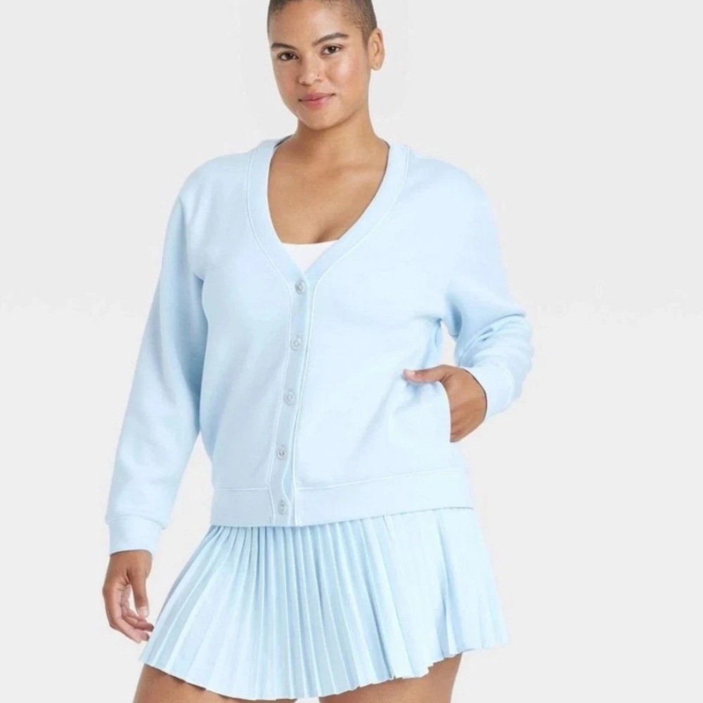 Plus size All in Motion light blue pipped button up cardigan size XXL - Picture 4 of 6
